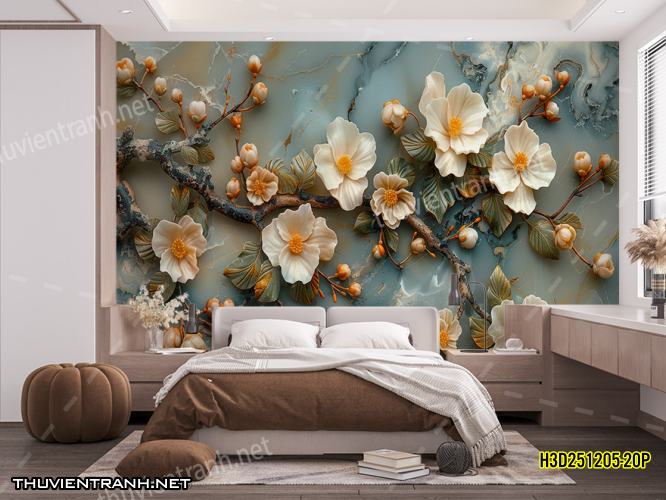 Tranh dán tường Hoa 3D- H3D251205-20P - Kết quả tìm kiếm tranh tường